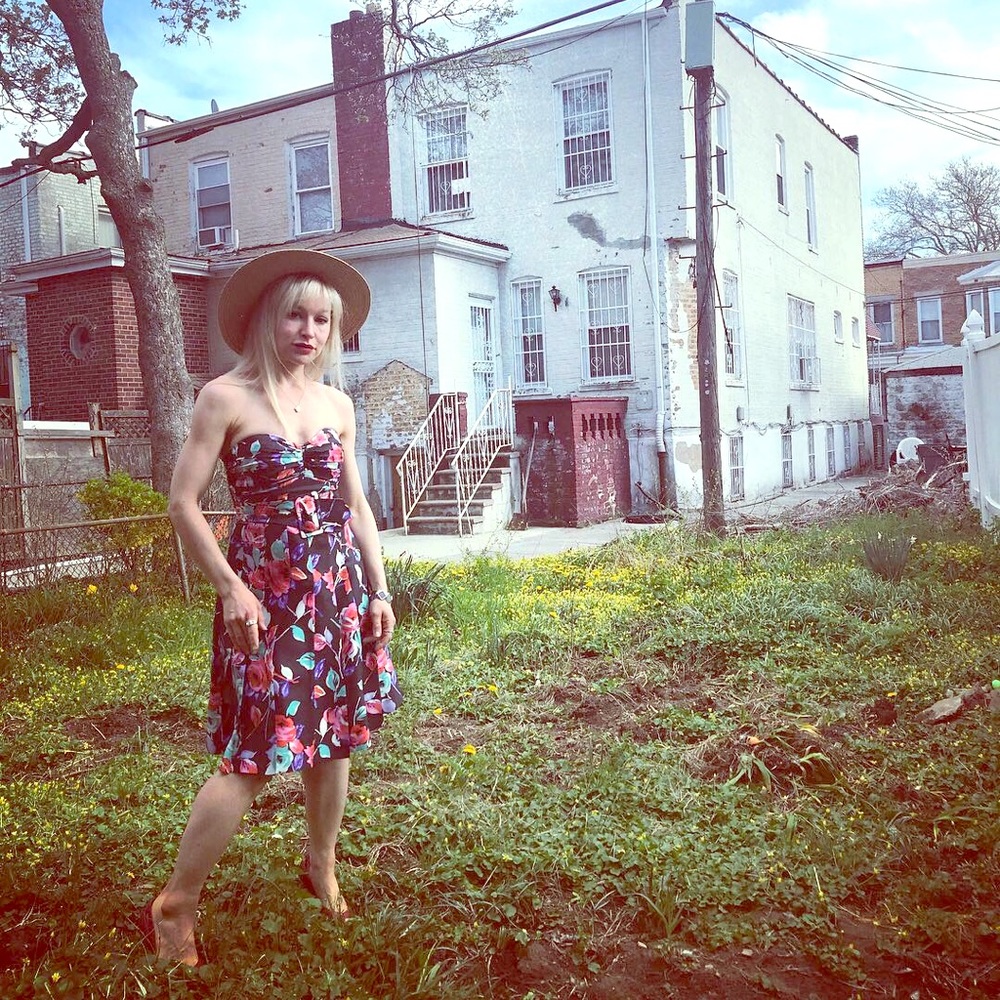 Floral strapless dress